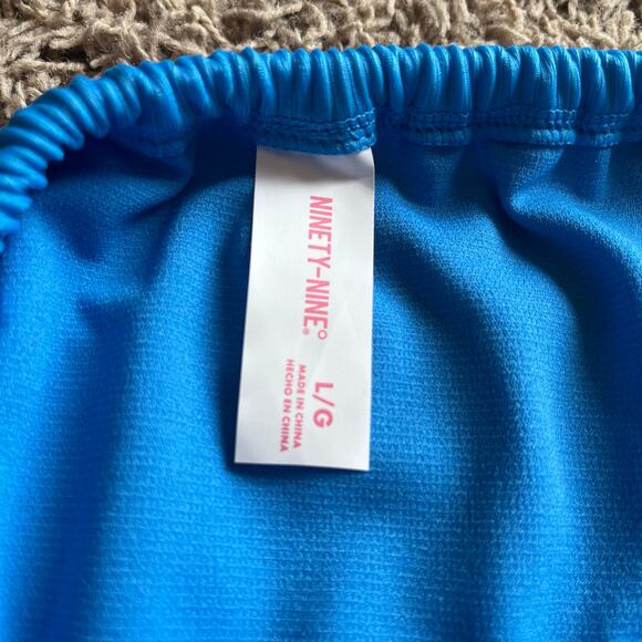NWT! Juniors' Ninety-Nine° Tunnel Side-Tie Blue Bikini Bottoms Size Large - Picture 4 of 6